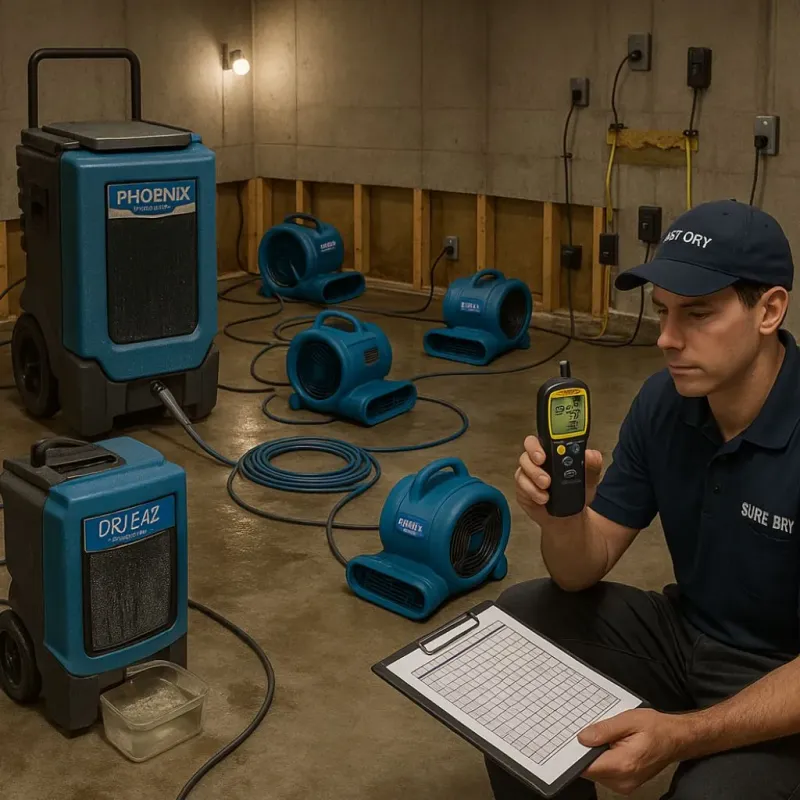 Structural Drying and Dehumidification process in Napavine, WA
